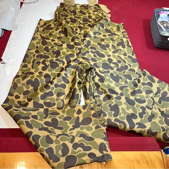 STEARNS CAMO WADERS DRY WEAR PVC WATERPROOF TAN Suspender Pants OVERALLS men LRG - Picture 5 of 16